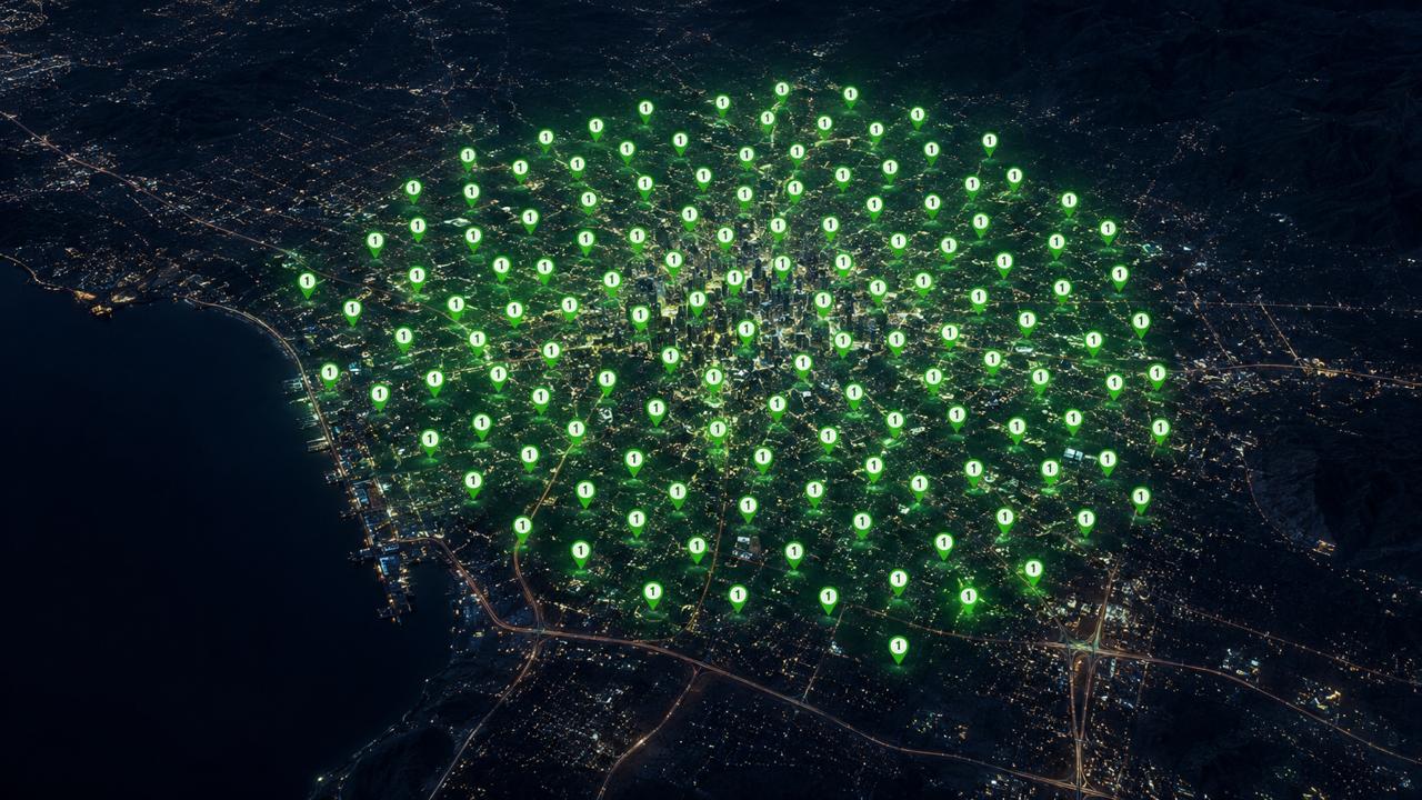 Map pack rankings across a city